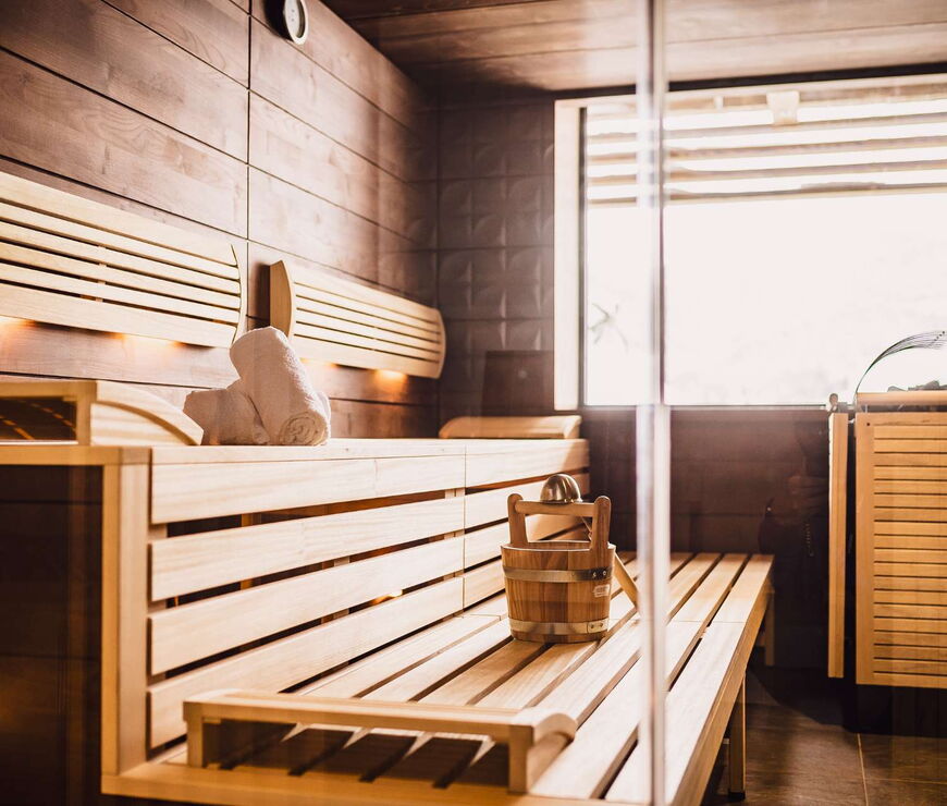 Sauna im Wellnessbereich des Hotels Stockinggut by AvenidA in Leogang